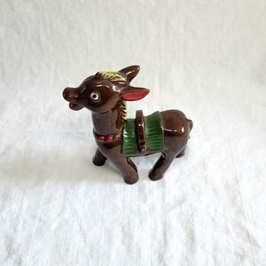 Vintage Wales Japan Red Clay Donkey Figurine Piece for Decanter Set Mid Century